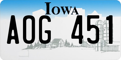 IA license plate AOG451