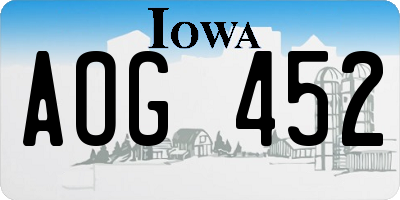 IA license plate AOG452