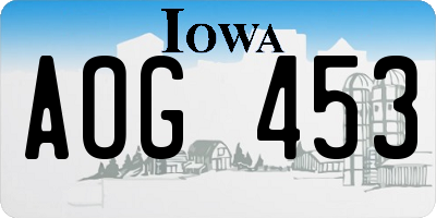 IA license plate AOG453