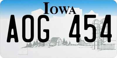 IA license plate AOG454