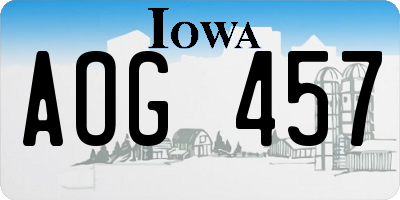 IA license plate AOG457