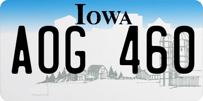 IA license plate AOG460