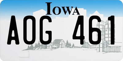 IA license plate AOG461