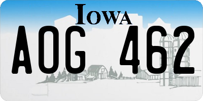 IA license plate AOG462