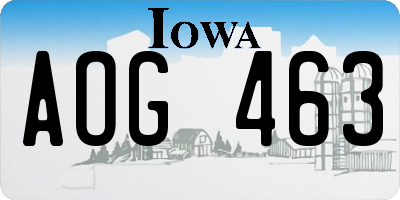 IA license plate AOG463