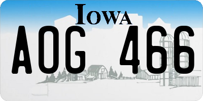 IA license plate AOG466