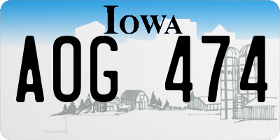IA license plate AOG474