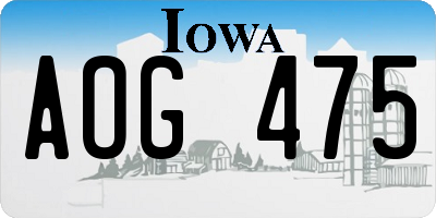 IA license plate AOG475
