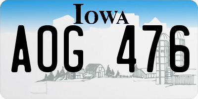 IA license plate AOG476