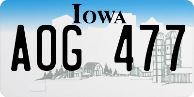 IA license plate AOG477