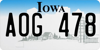 IA license plate AOG478