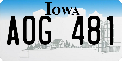 IA license plate AOG481