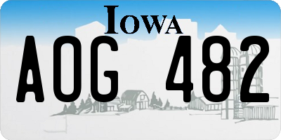 IA license plate AOG482