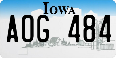 IA license plate AOG484