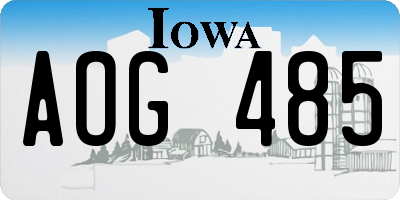 IA license plate AOG485