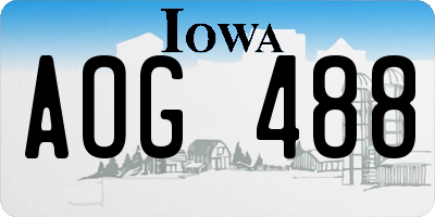IA license plate AOG488