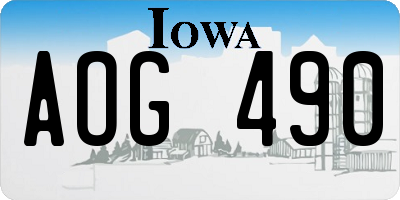 IA license plate AOG490