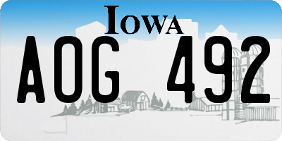 IA license plate AOG492