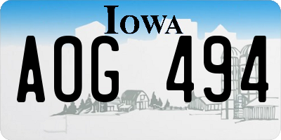 IA license plate AOG494