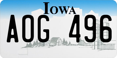 IA license plate AOG496