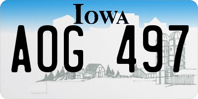 IA license plate AOG497