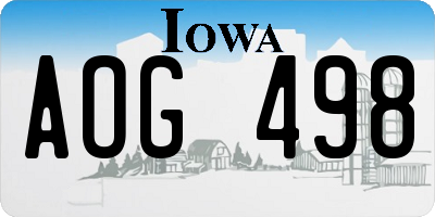 IA license plate AOG498