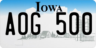 IA license plate AOG500