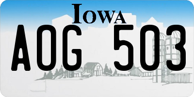 IA license plate AOG503