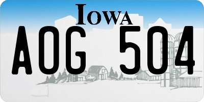 IA license plate AOG504