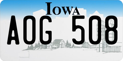 IA license plate AOG508