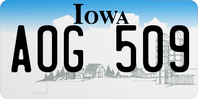 IA license plate AOG509