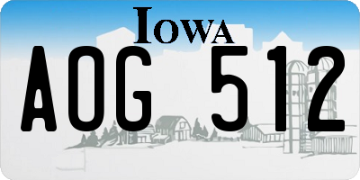 IA license plate AOG512