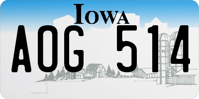 IA license plate AOG514