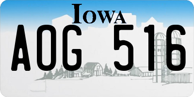 IA license plate AOG516