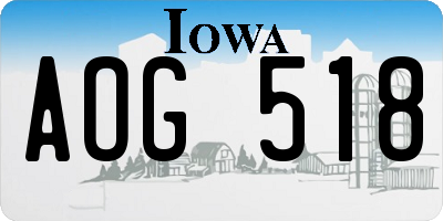 IA license plate AOG518