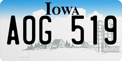 IA license plate AOG519