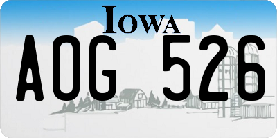 IA license plate AOG526