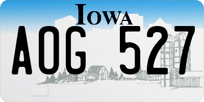 IA license plate AOG527