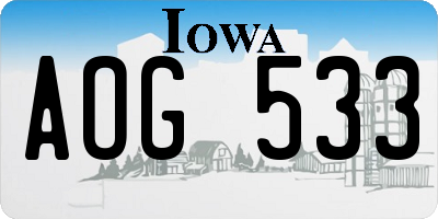 IA license plate AOG533
