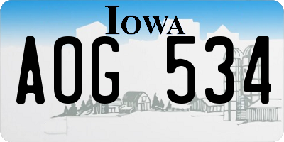 IA license plate AOG534