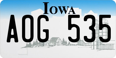 IA license plate AOG535