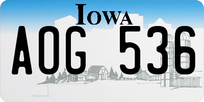 IA license plate AOG536