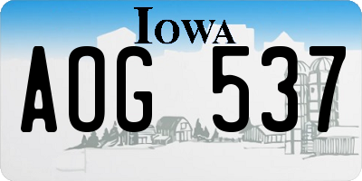 IA license plate AOG537