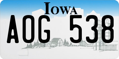 IA license plate AOG538
