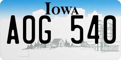IA license plate AOG540