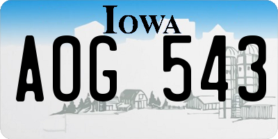 IA license plate AOG543