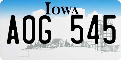 IA license plate AOG545