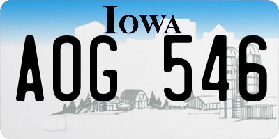 IA license plate AOG546