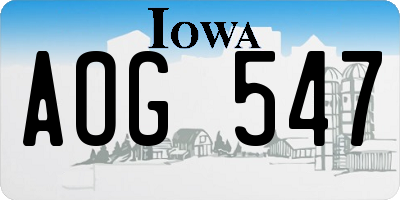IA license plate AOG547