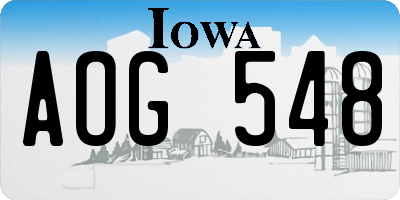 IA license plate AOG548